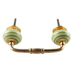 Pea Green Striped Ceramic Bridge Handles