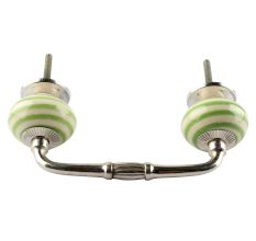 Pea Green Striped Ceramic Bridge Handles