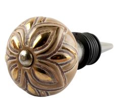 Golden Flower Ceramic Floral Wine Stopper