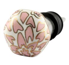Pink Hexagon Small Ceramic Wine Stopper