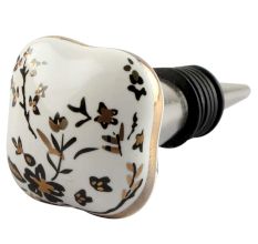 Golden Leaf Square Ceramic Wine Stopper