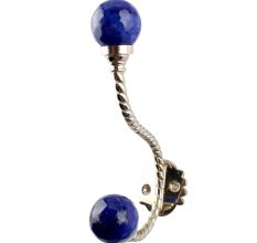 Round Navy Blue Glass Brass Hook Online