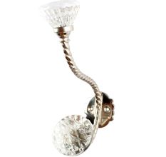 Clear Cut Oval Shape Glass Brass Hook