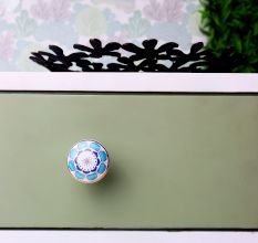 Turquoise Flower Ceramic Drawer Knob Online