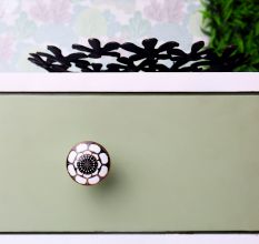 Ceramic Floral Cabinet Knob in Golden