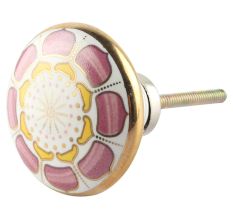 Pink Wheel Flower Ceramic Wardrobe Knob Online