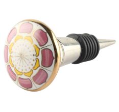Pink Wheel Flower Ceramic Wine Stopper