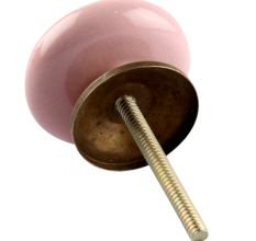 Ceramic Flat Cabinet Knob in Pink Flower