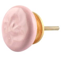 Ceramic Flat Cabinet Knob in Pink Flower