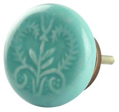 Sea Green Leaf Ceramic Flat Drawer Knob Online