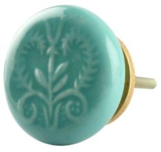 Sea Green Leaf Ceramic Flat Drawer Knob Online