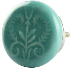 Sea Green Leaf Ceramic Flat Drawer Knob Online