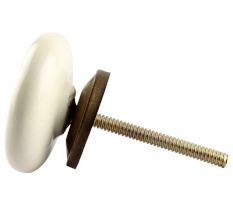 Ceramic Flat Wardrobe Knob in Cream Flower