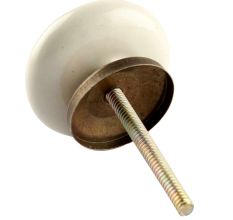 Ceramic Flat Wardrobe Knob in Cream Flower