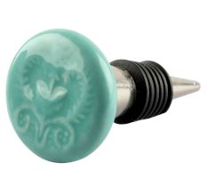 Sea Green Leaf Flower Ceramic Wine Stopper