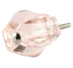 Pink Hexagon Glass Cut Cabinet Knob