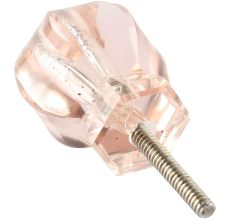 Pink Hexagon Glass Cut Cabinet Knob