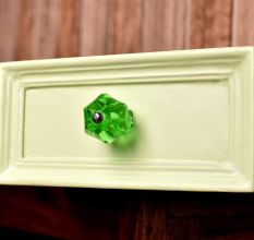 Hexagon Glass Cut Drawer Knob in Green