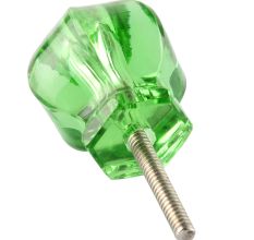 Hexagon Glass Cut Drawer Knob in Green