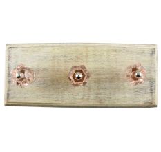 Pink Hexagon Glass Cut Wooden Hook