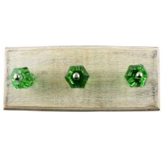 Green Hexagon Glass Cut Wooden Hook Online
