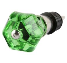Green Hexagon Glass Cut Wine Stopper 