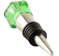 Green Hexagon Glass Cut Wine Stopper 