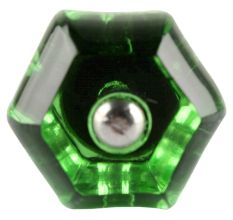 Green Hexagon Glass Cut Wine Stopper 