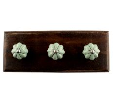 Sage Green Silve Line Medium Ceramic Wooden Hook