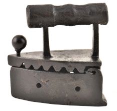 Iron Press On Hot Coal With Wooden Handle