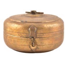 Round Brass Engraved Storage Box With lid
