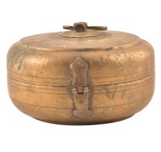 Round Brass Engraved Storage Box With lid