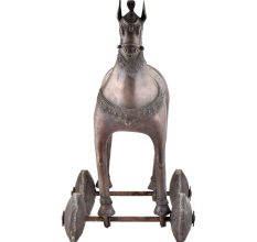 Tribal Brass Horse on Rolling wheels 