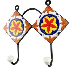 Orange Flower Ceramic Tile Hook