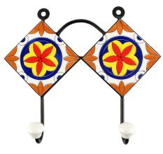 Orange Flower Ceramic Tile Hook