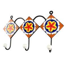 Orange Flower Ceramic Tile Hook Online