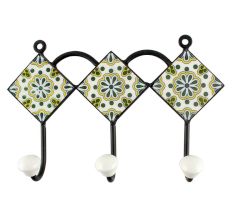 Forest Green Flower Ceramic Tile Hook Online