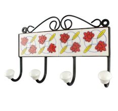 Red Tiny Flower Ceramic Tile Hook Online