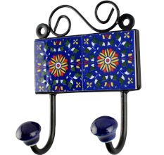 Ceramic Tile Hook in Navy Blue