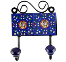 Ceramic Tile Hook in Navy Blue