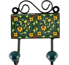 Forest Green Ceramic Tile Hook