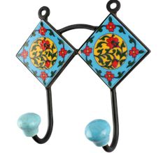 Yellow Ceramic Floral Tile Hook