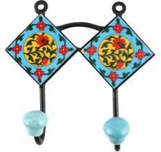 Yellow Ceramic Floral Tile Hook