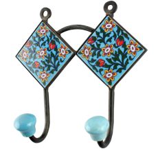 Forest Green Leaf Ceramic Tile Hook 