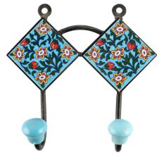 Forest Green Leaf Ceramic Tile Hook 