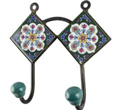White Floral Ceramic Tile Hook