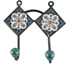 White Floral Ceramic Tile Hook
