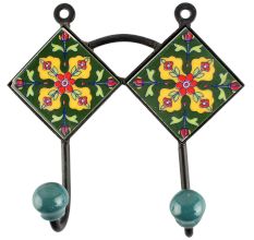 Yellow Ceramic Floral Tile Hook Online