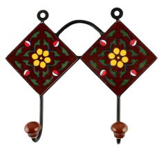 Brown With Yellow Tiny Flower Ceramic Tile Hook