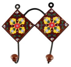 Yellow Ceramic Floral Tile Hook Online